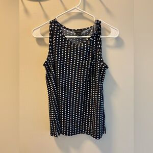 Ann Taylor Navy and White Polka Dot Tank Top